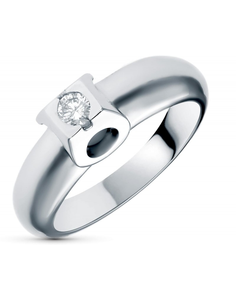 Solitario oro blanco 18k diamante 0,15 quilates 6,5mm