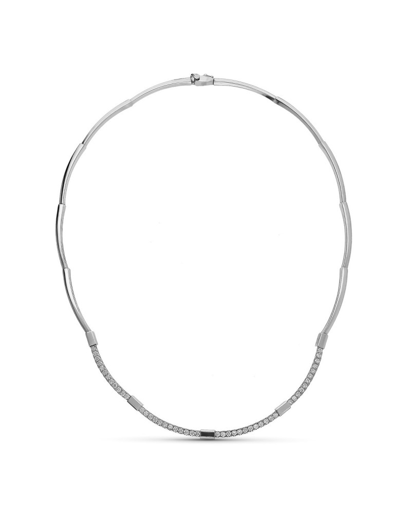 Gargantilla oro blanco 18k circonitas peso 16,0 gramos