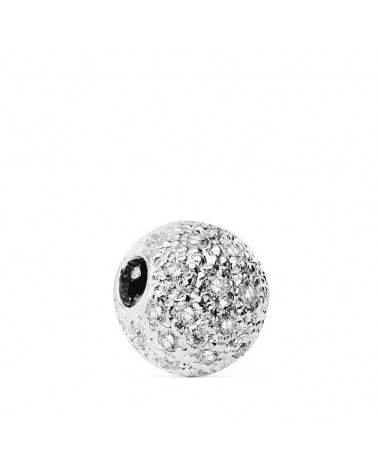 Colgante oro blanco 18k bola texturizada 11mm