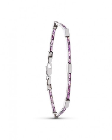 Pulsera oro blanco 18k con amatistas 18cm