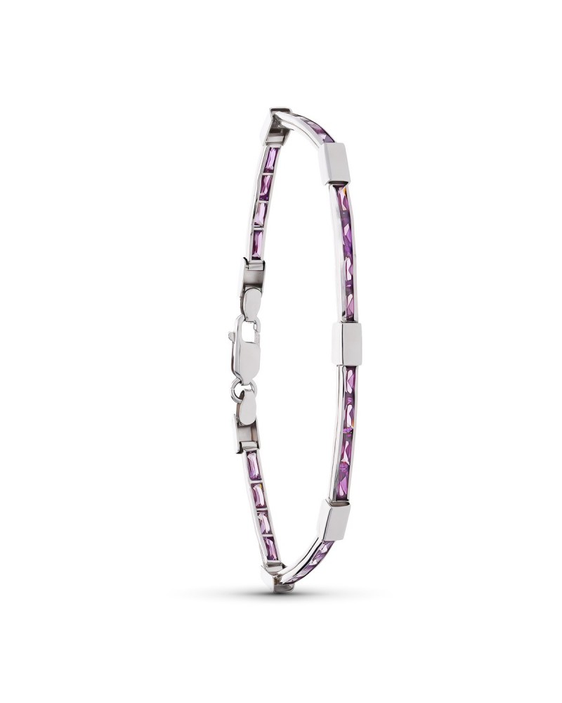 Pulsera oro blanco 18k con amatistas 18cm