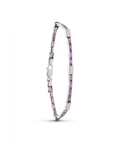 Pulsera oro blanco 18k con amatistas 18cm