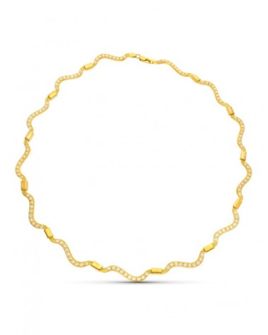 Gargantilla oro 18k amarillo ondas circonitas