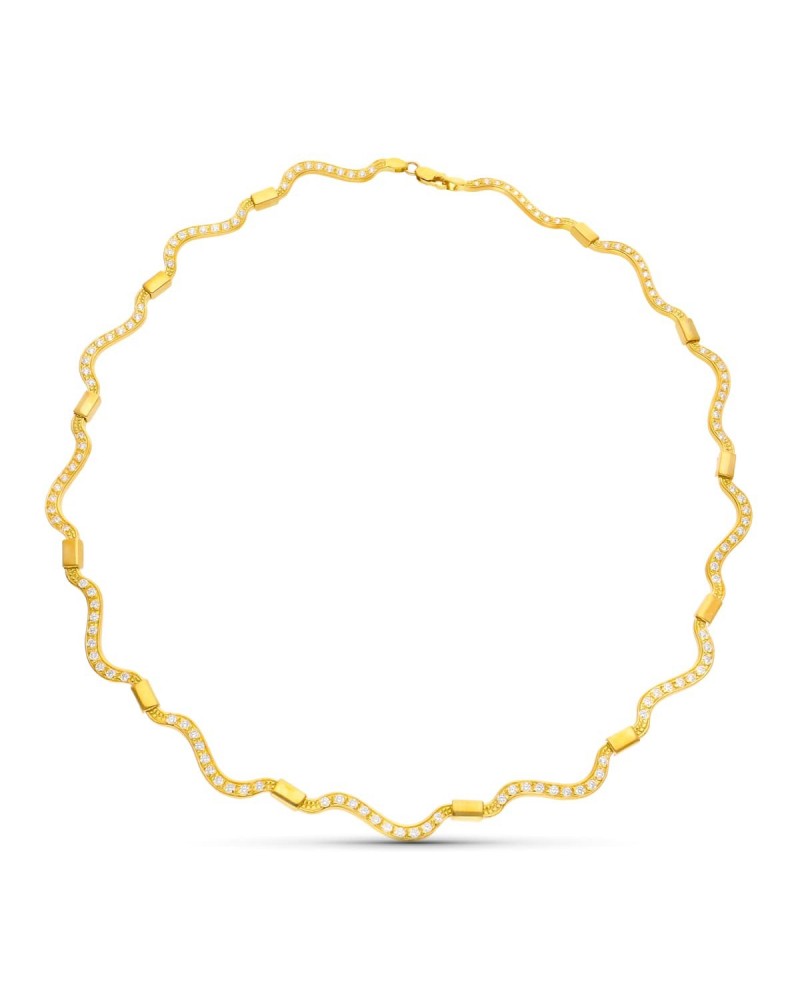 Gargantilla oro 18k amarillo ondas circonitas