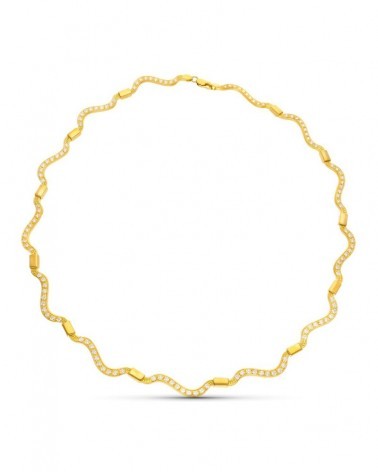 Gargantilla oro 18k amarillo ondas circonitas