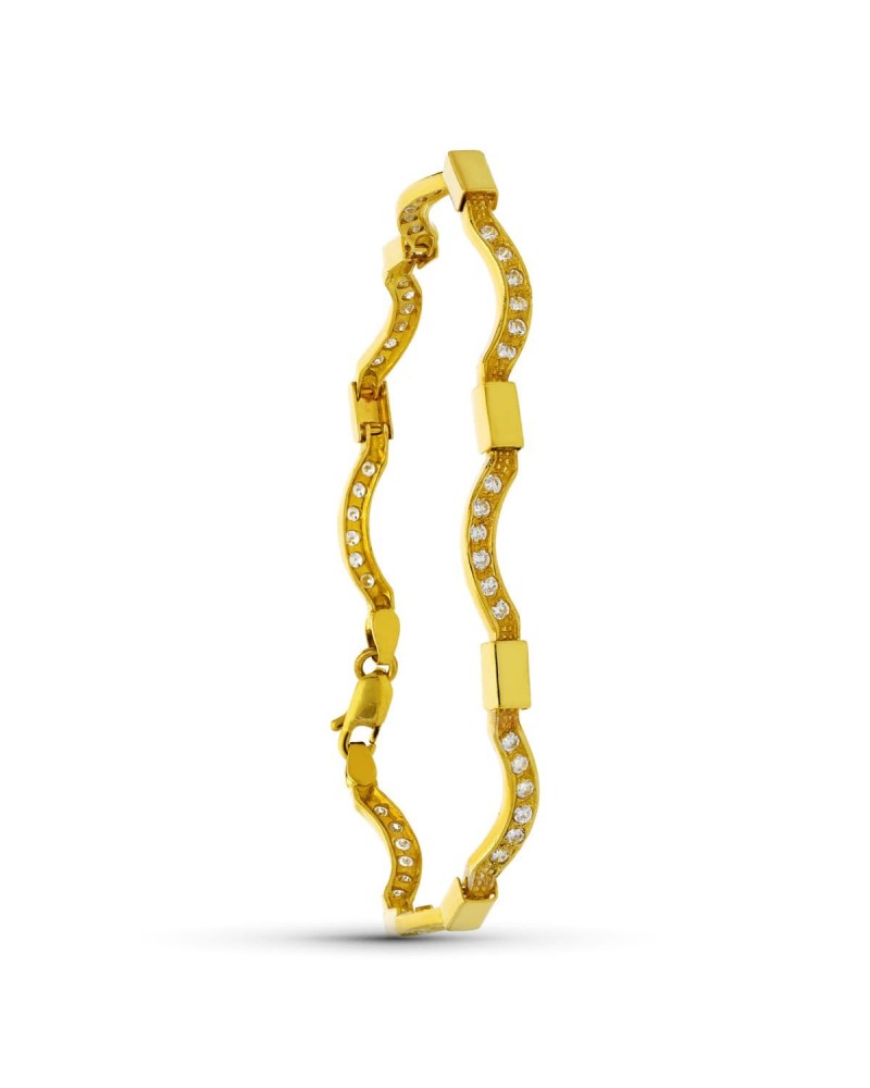 Pulsera oro 18k ondas circonitas peso aproximado 10,9g