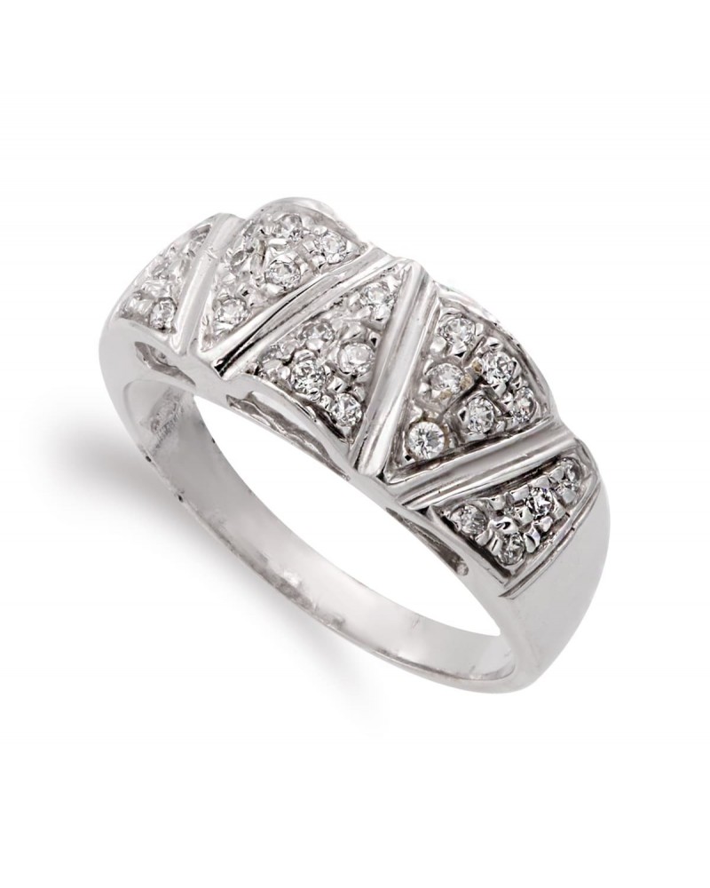 Sortija oro blanco 18k motivos circonita 18mm