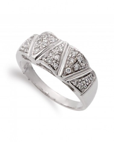 Sortija oro blanco 18k motivos circonita 18mm