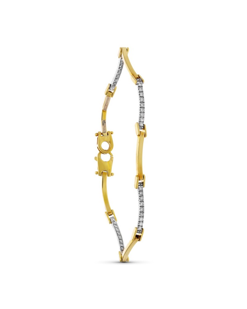 Pulsera oro 18k bicolor circonitas peso 9,5 gramos