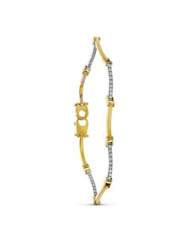 Pulsera oro 18k bicolor circonitas peso 9,5 gramos