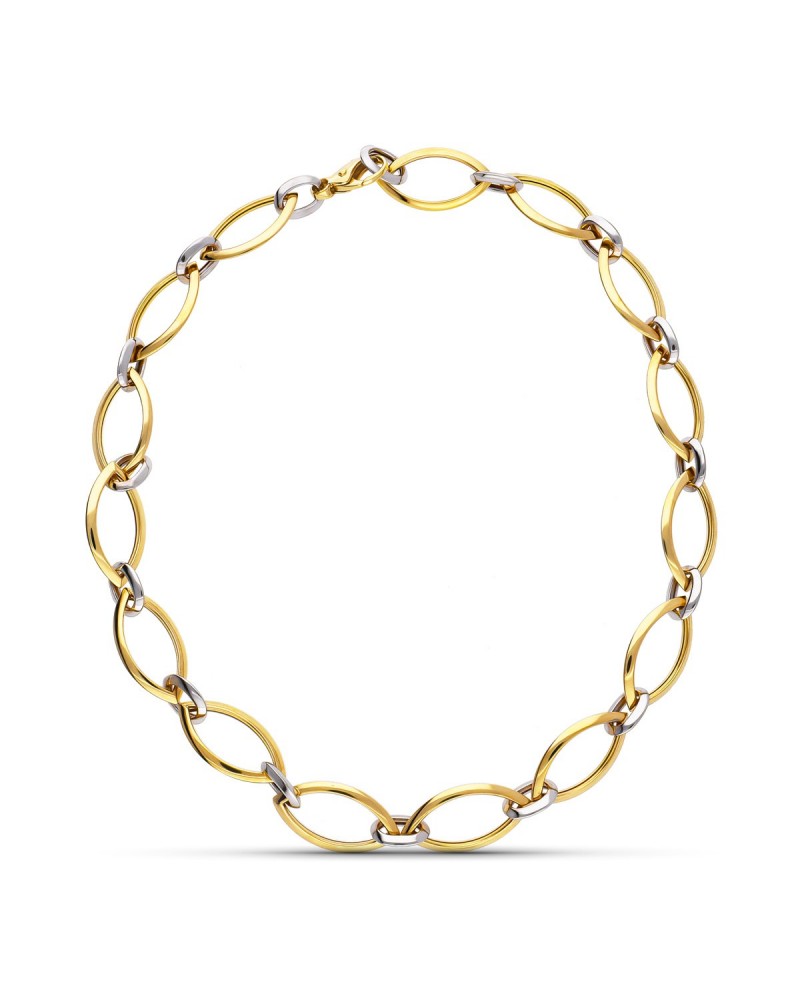 Gargantilla oro 18k bicolor eslabón oval 27,0g