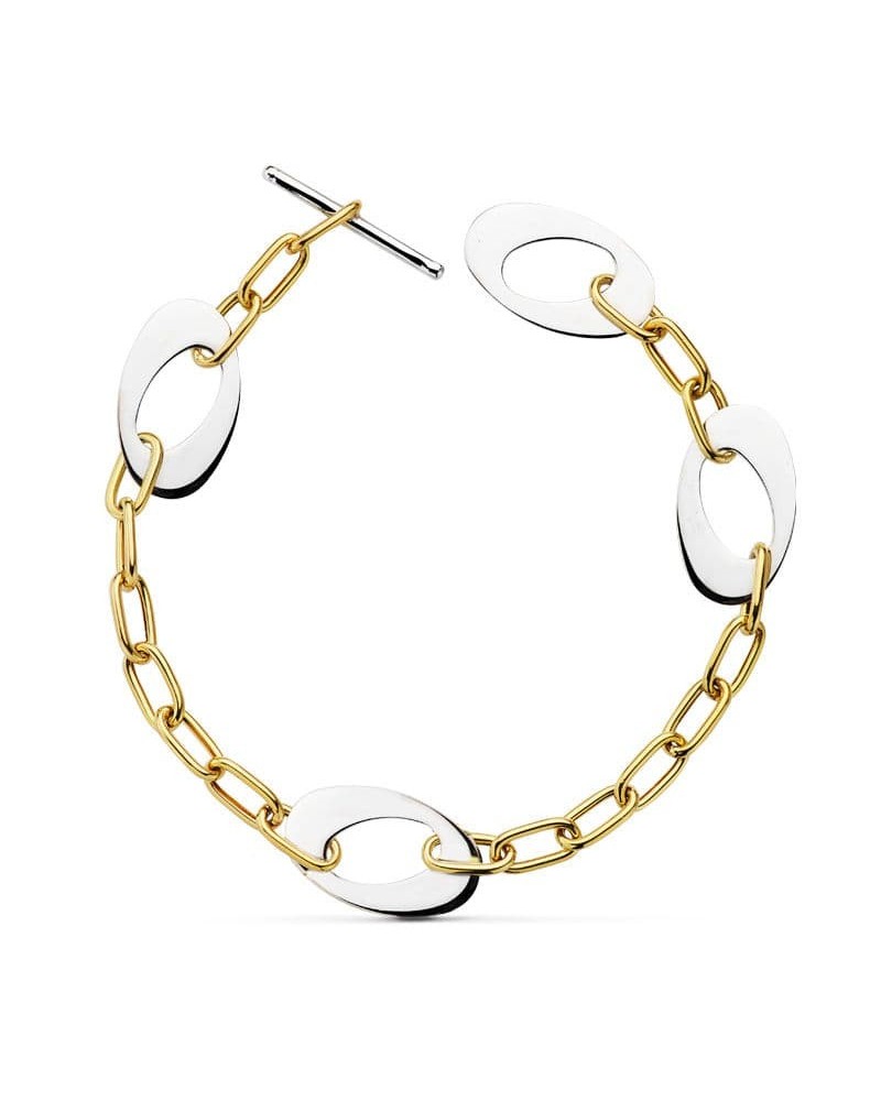Pulsera oro 18k bicolor eslabones 24cm