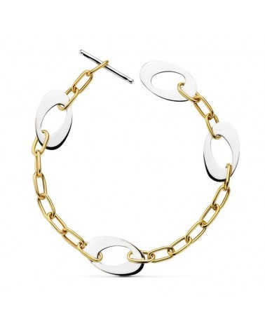 Pulsera oro 18k bicolor eslabones 24cm