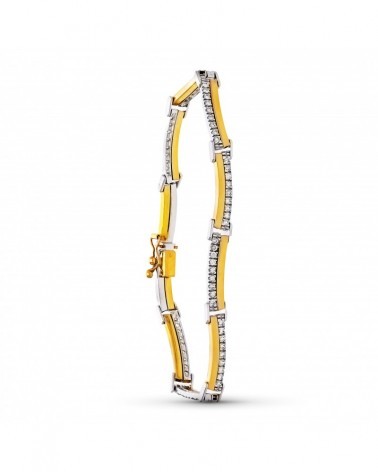 Pulsera oro 18k bicolor circonitas peso 15,1 gramos