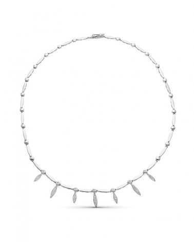 Gargantilla oro blanco 18k colgantes circonita