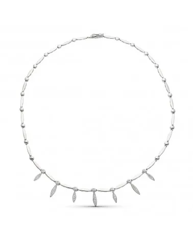 Gargantilla oro blanco 18k colgantes circonita