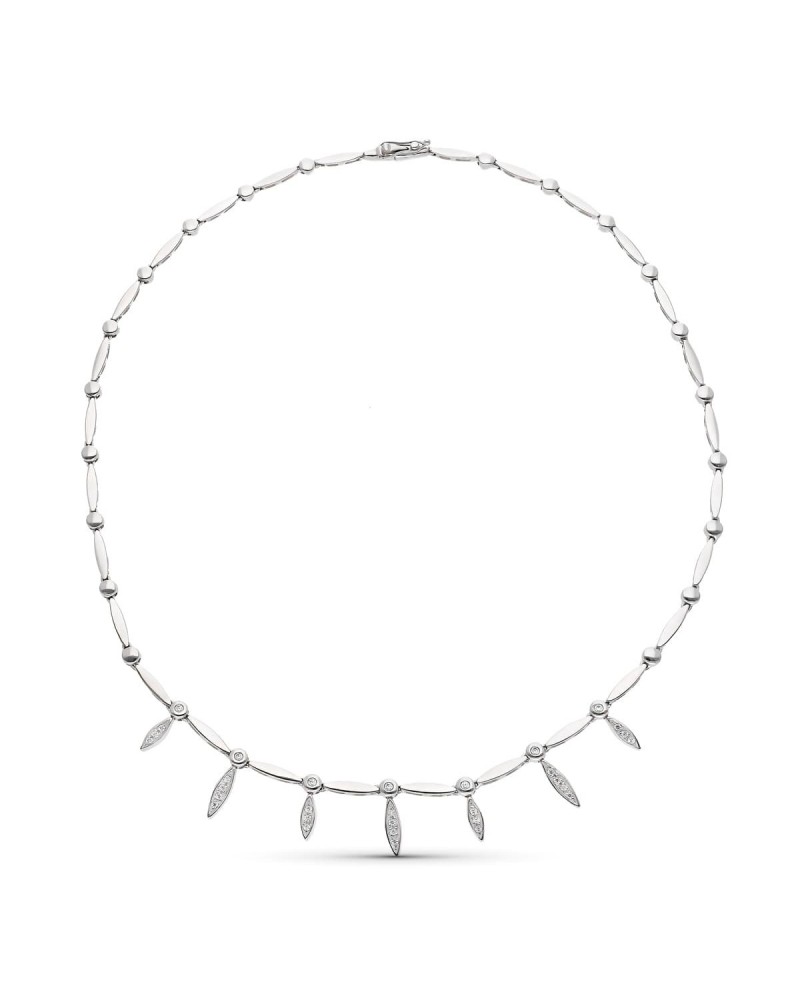 Gargantilla oro blanco 18k colgantes circonita