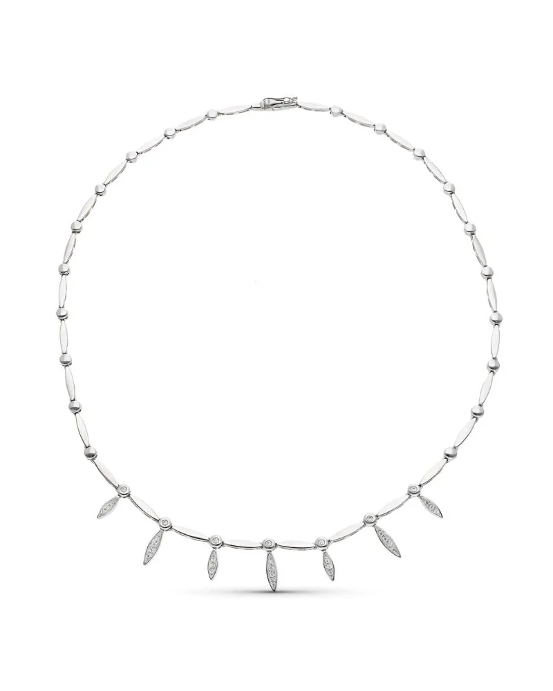 Gargantilla oro blanco 18k colgantes circonita