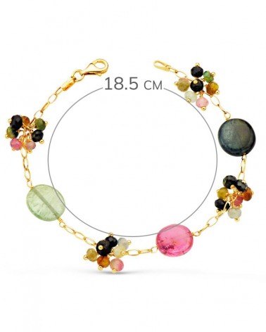 Pulsera oro 18k amarillo piedras multicolor 18,5cm