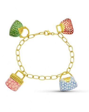 Pulsera oro 18k amarillo colgantes esmalte colores