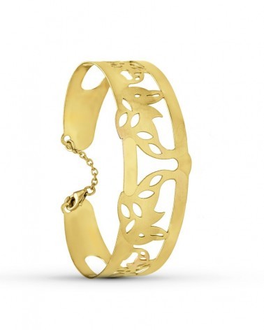 Pulsera rígida oro 18k delfines calados 65x50mm