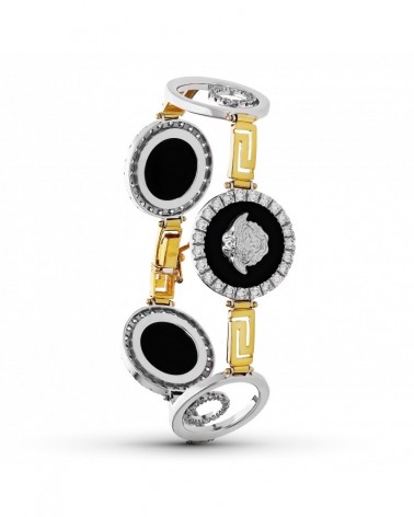 Pulsera oro 18k bicolor medusas circonitas