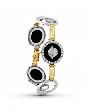 Pulsera oro 18k bicolor medusas circonitas