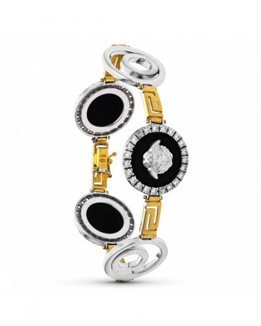 Pulsera oro 18k bicolor medusas circonitas 28,6g
