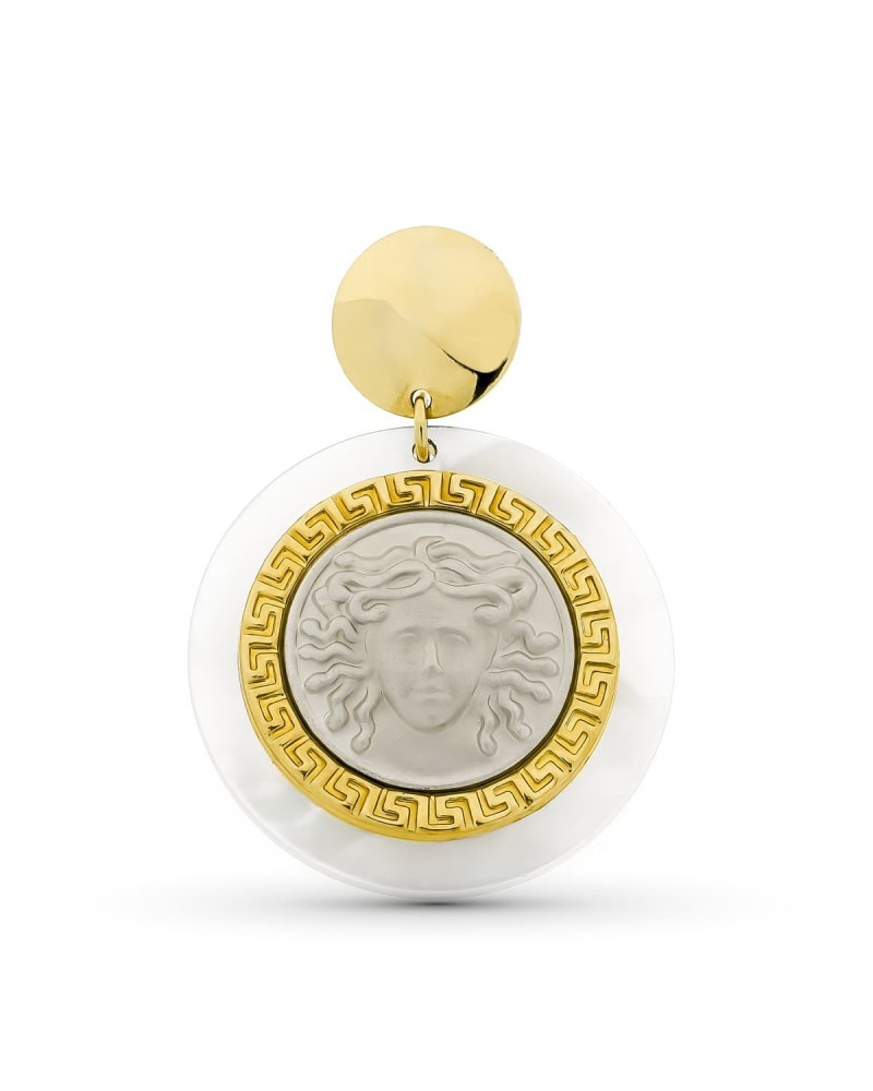 Colgante oro 18k bicolor Medusa nácar 30 mm