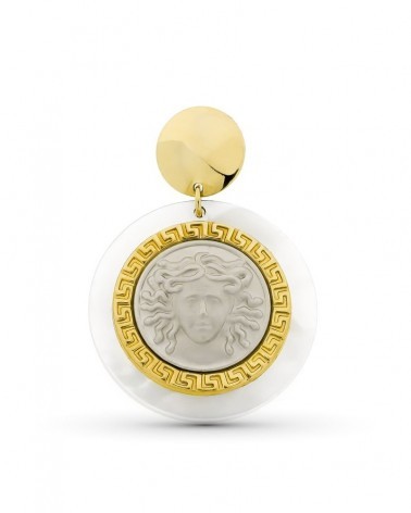 Colgante oro 18k bicolor Medusa nácar 30 mm