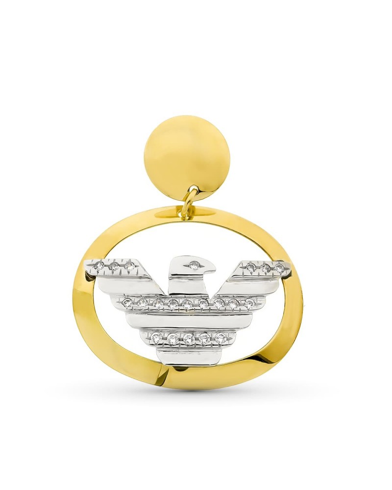 Colgante oro 18k bicolor águila oval 26x32 mm