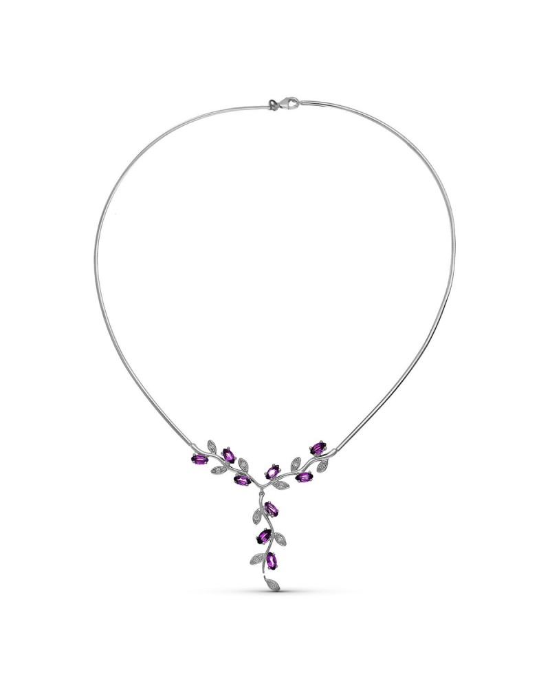 Gargantilla oro blanco 18k circonitas color motivo floral