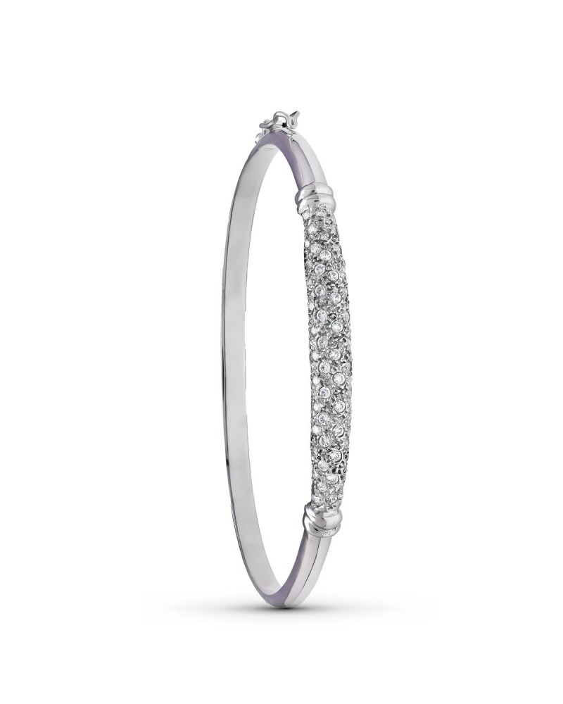 Pulsera oro blanco 18k media caña circonitas