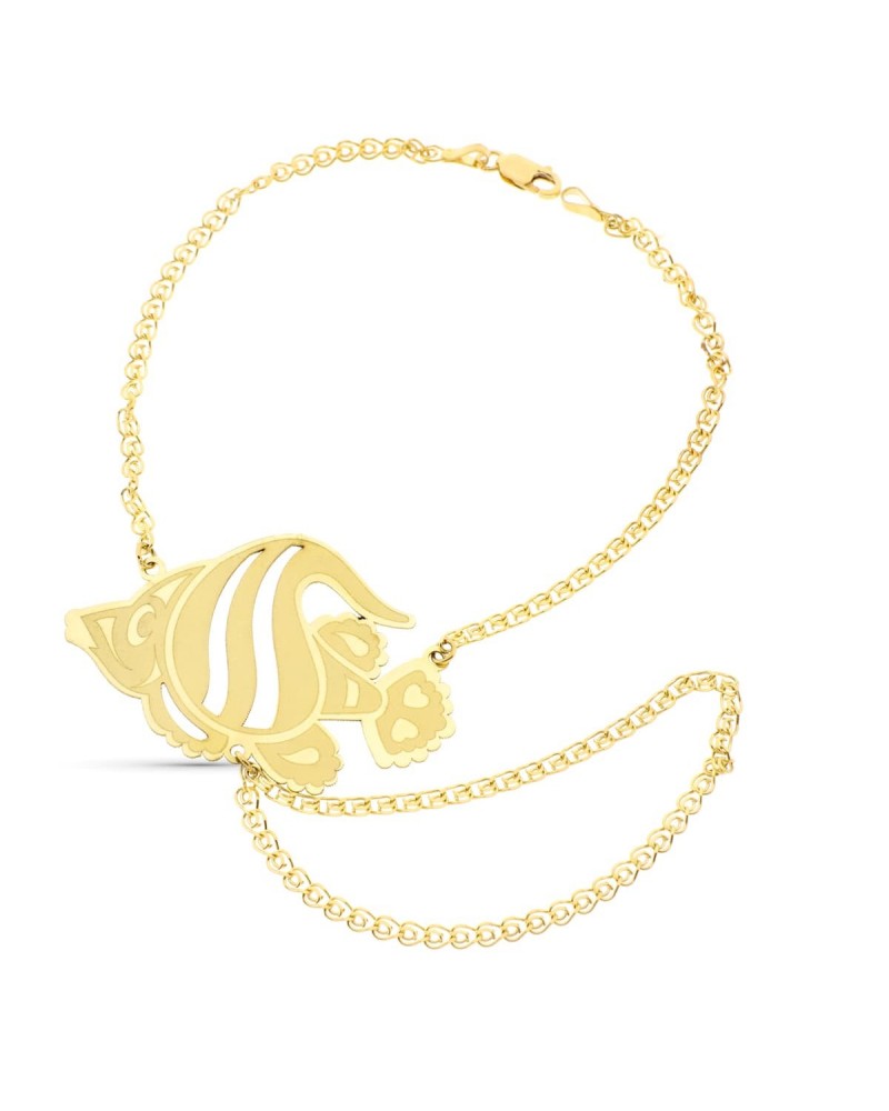 Pulsera oro 18k amarillo pez láser matizado 7,1g