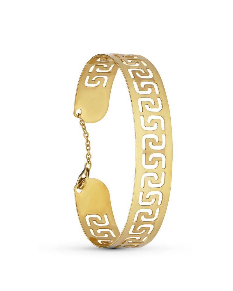 Pulsera oro 18k rígida motivo greca calada 65x50mm