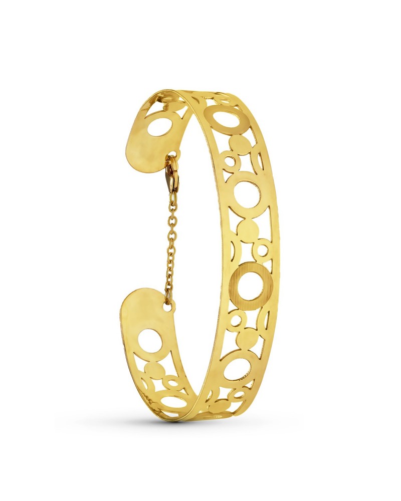 Pulsera oro 18k rígida círculos calados 65x50mm