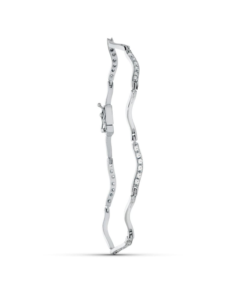 Pulsera oro blanco 18k circonitas peso 7,6 gramos