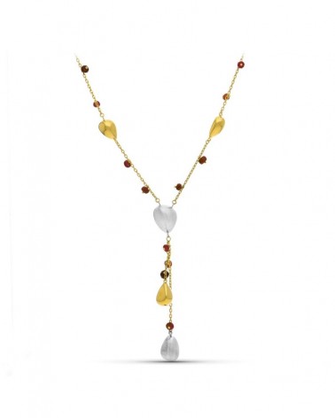 Gargantilla oro 18k bicolor colgante piedras colores