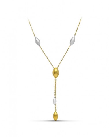 Gargantilla oro 18k bicolor elementos ovales mate y brillo