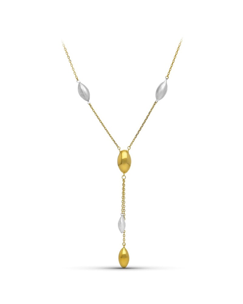Gargantilla oro 18k bicolor elementos ovales mate y brillo