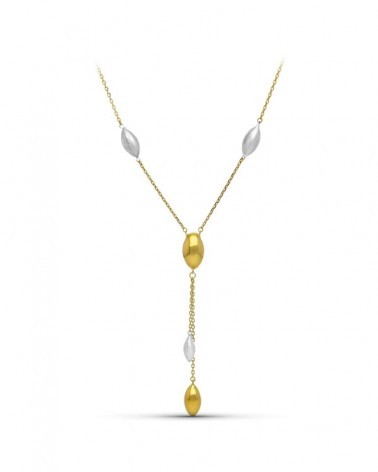 Gargantilla oro 18k bicolor elementos ovales mate y brillo