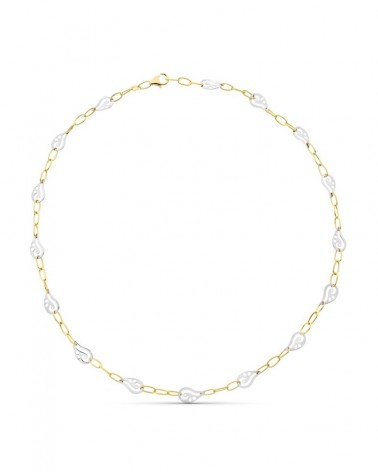 Gargantilla oro 18k bicolor eslabones ovalados 45cm