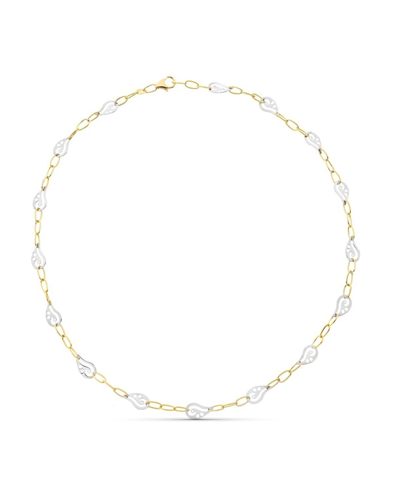 Gargantilla oro 18k bicolor eslabones ovalados 45cm