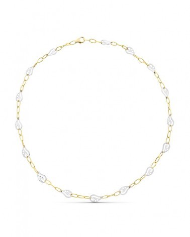Gargantilla oro 18k bicolor eslabones ovalados 45cm