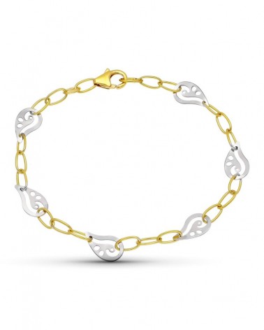 Pulsera oro 18k bicolor motivos decorativos
