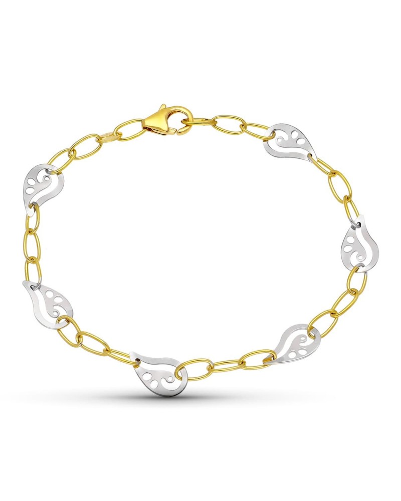 Pulsera oro 18k bicolor motivos decorativos
