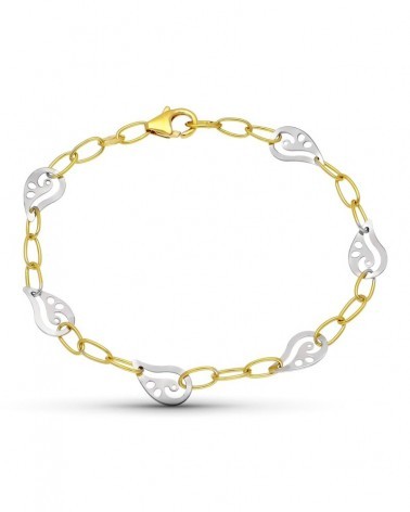Pulsera oro 18k bicolor motivos decorativos