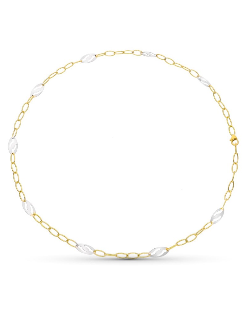 Gargantilla oro 18k bicolor motivos ovalados