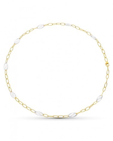 Gargantilla oro 18k bicolor motivos ovalados