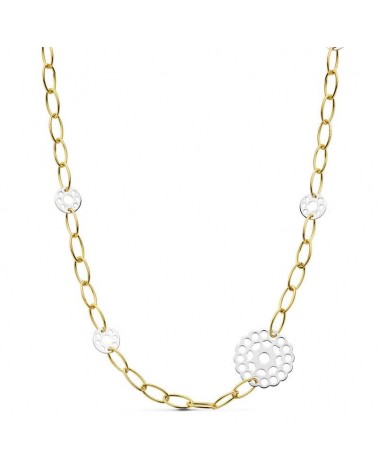 Gargantilla oro 18k bicolor eslabones redondos 42 cm